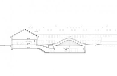 Multi-purpose hall in the courtyard of the gymnasium in Hellerup by BIG - Cross Section - foto: B.I.G.