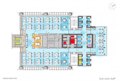 Sídlo banky Intesa Sanpaolo v Turíně od Renzo Piana - Půdorys typického podlaží - foto: RPBW