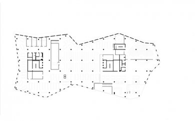 Nová univerzitní knihovna ve Freiburgu od Heinricha Degelo - Půdorys 2.np - foto: Degelo Architekten