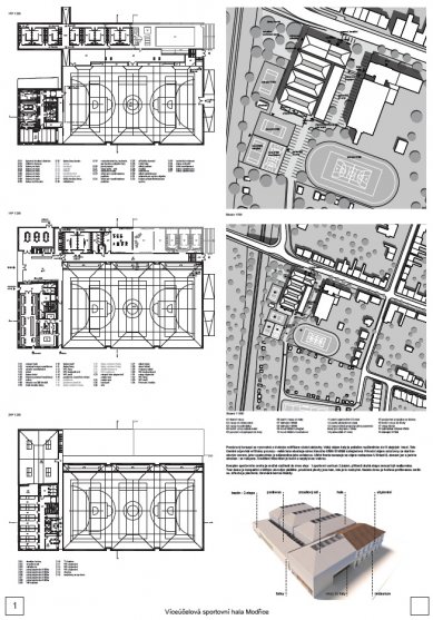 Multi-purpose sports hall Modřice - competition results - 1. price - foto: Ing. arch. Zdeněk Rothbauer