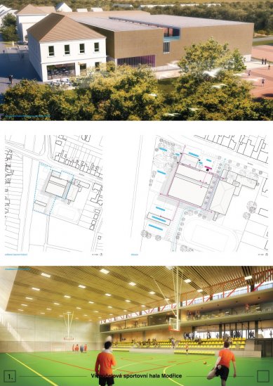 Multi-purpose sports hall Modřice - competition results - 2. price - foto: GRIDO, ARCHITEKTURA A DESIGN, S.R.O.