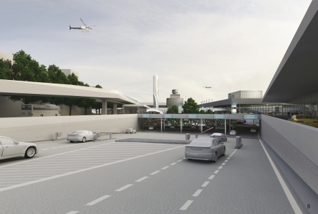 Space in front of terminals 1 and 2 of Václav Havel Airport Prague - competition results - 1. price - foto: rala s.r.o.