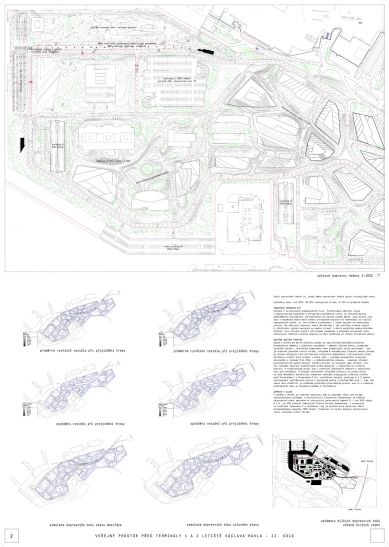 Space in front of terminals 1 and 2 of Václav Havel Airport Prague - competition results - <translation>Re-evaluation in the 2nd round</translation> - foto: SUPERLABOR