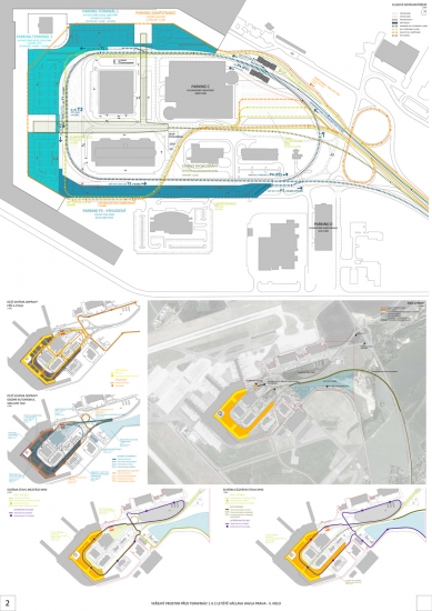 Space in front of terminals 1 and 2 of Václav Havel Airport Prague - competition results - <translation>Undervalued in the II. round</translation> - foto: Hlaváček – architekti, spol. s.r.o.