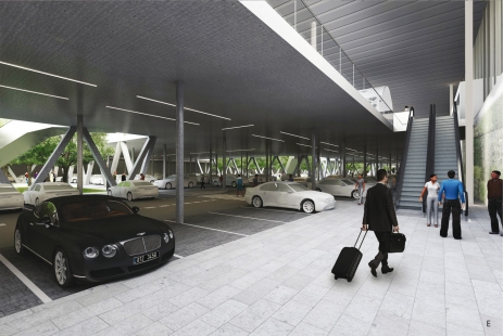 Space in front of terminals 1 and 2 of Václav Havel Airport Prague - competition results - 1. price - foto: rala s.r.o.