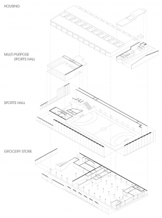 Sportovní hala v Kodani od Dorte Mandrup - Axonometrie - foto: Dorte Mandrup Arkitekter