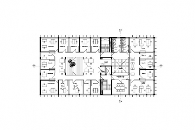 Přenosové centrum Adaptronik v Darmstadtu od JSWD - Půdorys patra - foto: JSWD Architekten