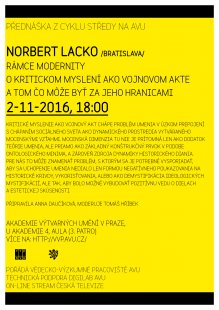 Středy na AVU - Norbert Lacko : Rámce modernity