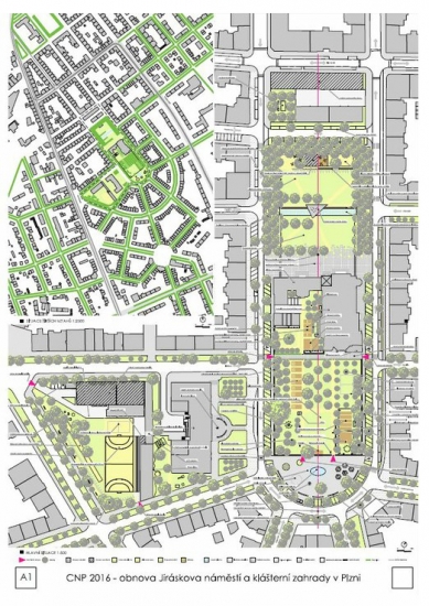 Revitalization of Jiráskovo Square and the Monastic Garden in Plzeň - competition results - 2. price - foto: Zábran Nová architekti