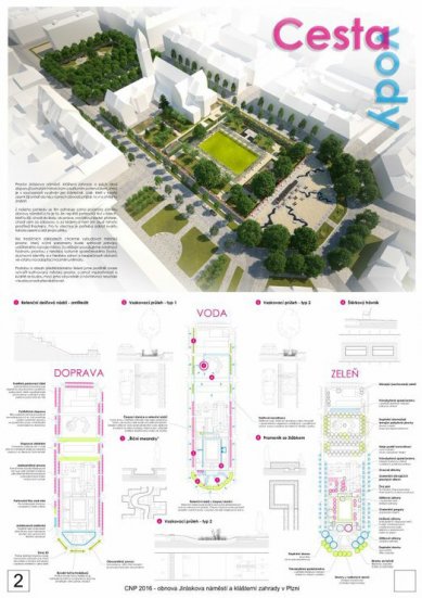 Obnova Jiráskova nám. a klášterní zahrady v Plzni - výsledky soutěže - 3. cena - foto: JV PROJEKT VH s.r.o.