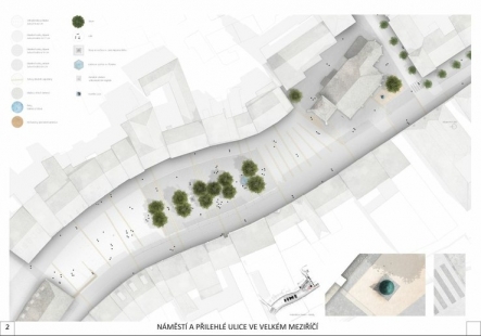 Square and adjacent streets in Velké Meziříčí - competition results - 1. price - foto: Bc. Linda Boušková, Bc. Filip Musálek, Ing. arch. David Mikulášek 