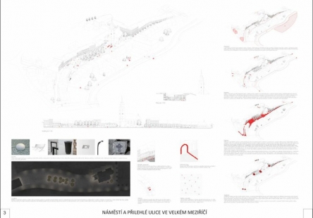 Square and adjacent streets in Velké Meziříčí - competition results - 1. price - foto: Bc. Linda Boušková, Bc. Filip Musálek, Ing. arch. David Mikulášek 