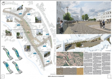 Square and adjacent streets in Velké Meziříčí - competition results - 2nd prize - foto: MCA Atelier s.r.o., Ing. arch. Radek Novotný, Ing. arch. Miroslav Cikán