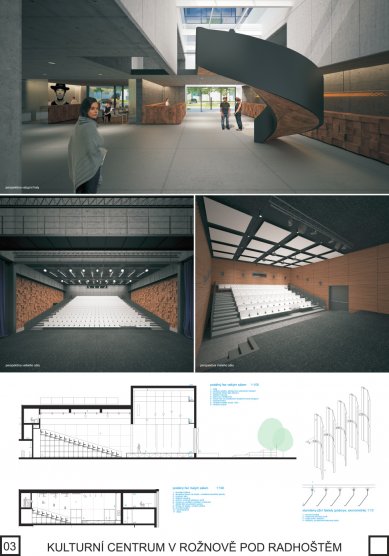 Results of the competition: Cultural Center in Rožnov pod Radhoštěm - 2nd prize - Ing. arch. Jan Lefner, Ing. arch. Adam Weczerek