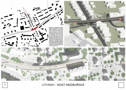 Řešení mostu přes ul. Mezibořská v Litvínově - výsledky soutěže - 3. cena - foto: Ing. arch. Dominik Císař , Ing. arch. Josef Choc,   MgA. Ondřej Císler