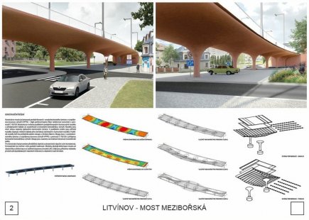 Řešení mostu přes ul. Mezibořská v Litvínově - výsledky soutěže - 3. cena - foto: Ing. arch. Dominik Císař , Ing. arch. Josef Choc,   MgA. Ondřej Císler