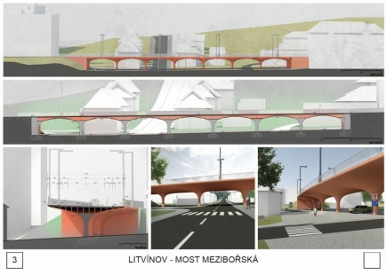 Solution for the bridge over Mezibořská Street in Litvínov - competition results - 3rd place - foto: Ing. arch. Dominik Císař , Ing. arch. Josef Choc,   MgA. Ondřej Císler