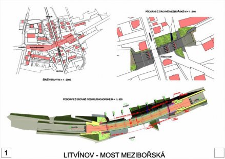 Řešení mostu přes ul. Mezibořská v Litvínově - výsledky soutěže - 3. cena - foto: Ing. Petr Souček, Ing. Jan Bažil,  Ing. arch. Jaroslav Slavíček 