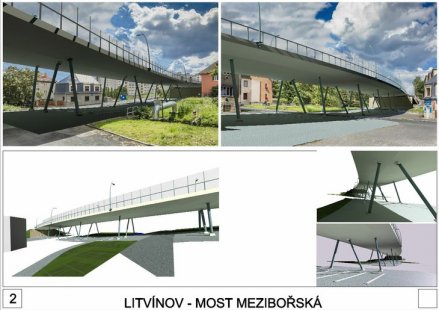 Řešení mostu přes ul. Mezibořská v Litvínově - výsledky soutěže - 3. cena - foto: Ing. Petr Souček, Ing. Jan Bažil,  Ing. arch. Jaroslav Slavíček 