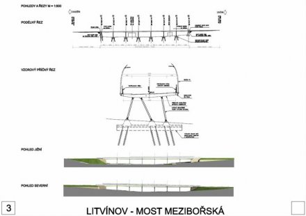 Řešení mostu přes ul. Mezibořská v Litvínově - výsledky soutěže - 3. cena - foto: Ing. Petr Souček, Ing. Jan Bažil,  Ing. arch. Jaroslav Slavíček 