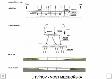 Solution for the bridge over Mezibořská Street in Litvínov - competition results - 3rd price - foto: Ing. Petr Souček, Ing. Jan Bažil,  Ing. arch. Jaroslav Slavíček 