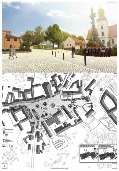 Revitalization of Palacký Square in Lomnice - competition results - 2nd prize - foto: Ing.arch. Ivo Pavlík, Ing.arch. Vratislav Ansorge, Ing.arch. Lucie Kadrmanová Chytilová  