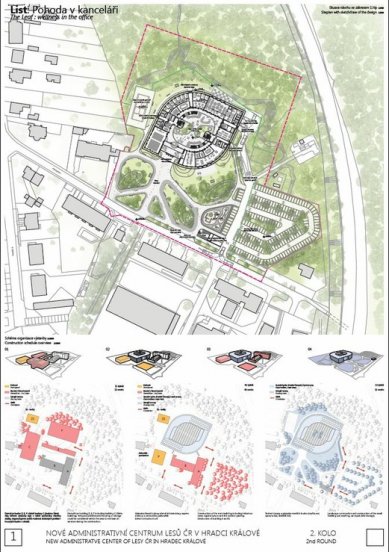 Nové administrativní centrum Lesů ČR - výsledky soutěže - Odměna - foto: Atelier CMJN - AED project 