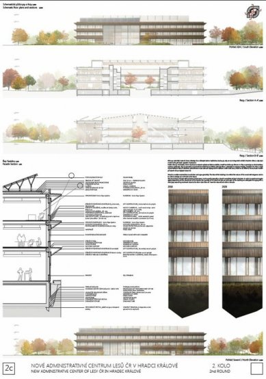 Nové administrativní centrum Lesů ČR - výsledky soutěže - Odměna - foto: Atelier CMJN - AED project 