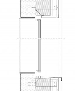 Rodinný dům zasazený do přirozeného prostředí vyrostl v Belgii - Detail řezu: horní a dolní napojení okenního profilu Schüco AWS 75.SI - foto: Grondal Architecture 