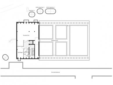 Strojovna na technice v Darmstadtu od Dietz Joppien - Půdorys suterénu - foto: Dietz·Joppien Architekten