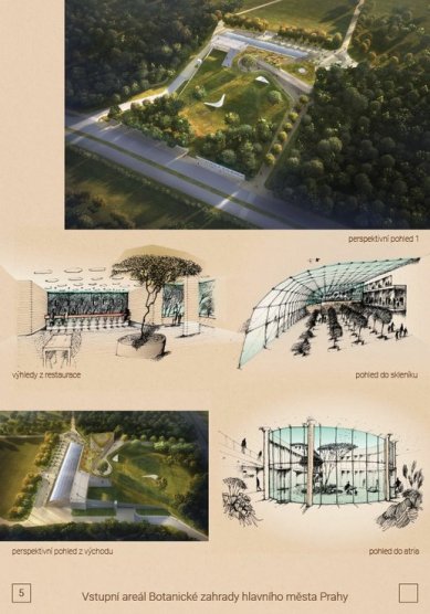 Vstupní areál Botanické zahrady hlavního města Prahy - výsledky soutěže - Odměna - foto: Architektonická kancelář Ing. arch. Radko Květ