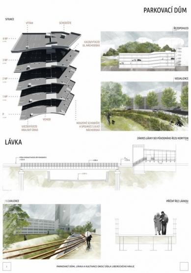 Parking garage, footbridge, and landscaping of the Liberec Region headquarters - competition results - Reward - foto: Ing. Ondřej Remeš 