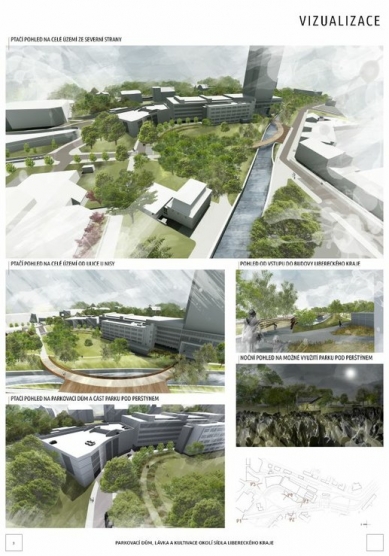 Parking garage, footbridge, and landscaping of the Liberec Region headquarters - competition results - Reward - foto: Ing. Ondřej Remeš 