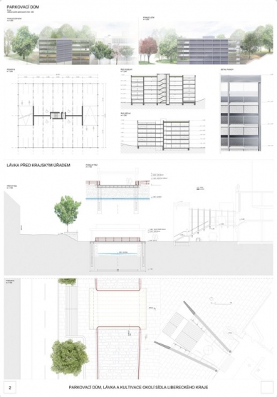 Parking garage, footbridge, and landscaping of the Liberec Region headquarters - competition results - 1. price - foto: re:architekti 