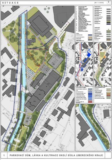 Parkovací dům, lávka a kultivace okolí sídla Libereckého kraje - výsledky soutěže - 2. cena - foto: SIAL architekti a inženýři