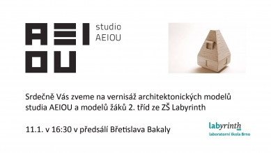 <Vernisáž> of architectural models from studio AEIOU and models from 2nd grade elementary school</Vernisáž>