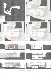 Výsledky soutěže na budovu Městské knihovny v České Lípě - 3. cena (návrh č. 9) 75.000 Kč - foto: Ing. arch. Markéta Smrčková, Bc. Jakub Dvořák, Bc. Michal Bílek, Bc. Roman Balšán