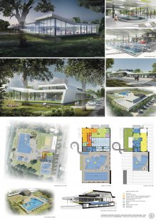 Stavba krytého bazénu v Kyjově -  soutěžní návrhy - foto: K4 Architects