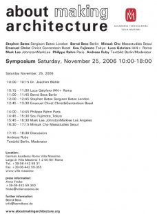 Jak vzniká architektura - sympózium mladých architektů v Římě - Program sympózia