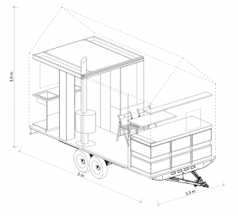 Designový domek Mobile Hut má kola, je z hliníkového plechu, ale ctí archetypální tvar českého domu - Dům je promyšlen do posledního nýtku, každý milimetr prostoru je vyřešen tak účelně, že do něj sbalíte byt o velikosti 2+kk.