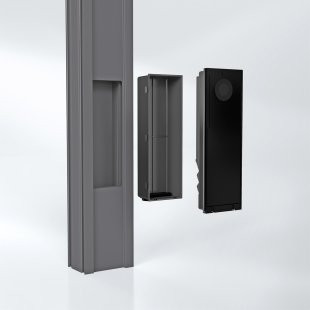 Schüco DCS SmartTouch: Open the door for visitors using your mobile, you don’t need to be at home - <rectangle_cutout> and <separate_installation_housing> allow for quick and easy installation. - foto: Schüco