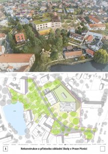 Rekonstrukce a přístavba základní školy v Praze Písnici - výsledky soutěže - Návrh č. 7 - foto: PROJEKTIL ARCHITEKTI, s.r.o.