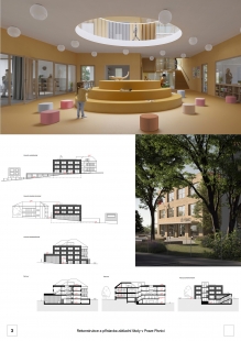 Rekonstrukce a přístavba základní školy v Praze Písnici - výsledky soutěže - Návrh č. 8 - foto: EHL & KOUMAR ARCHITEKTI, s.r.o.