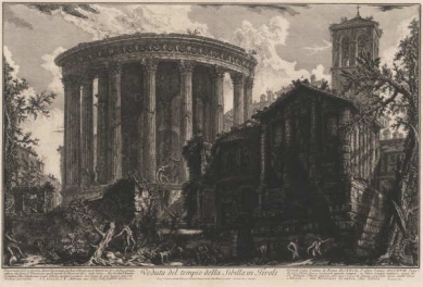 300 let od narození Piranesiho - výstava v berlínské Kunstbibliothek - Pohled na Sibylin chrám v Tivoli, kolem 1761  - foto: Giovanni Battista Piranesi