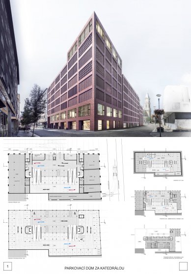 Parking house behind the cathedral in Ostrava - competition results - foto: Atelier bod architekti, s.r.o.