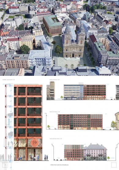 Parking house behind the cathedral in Ostrava - competition results - 1st place - foto: CHALUPA ARCHITEKTI, s.r.o.