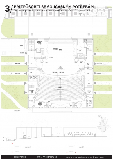 Reconstruction of the Grand Cinema in Zlín - competition results - 6th place - foto: Christophe Hutin Architecture