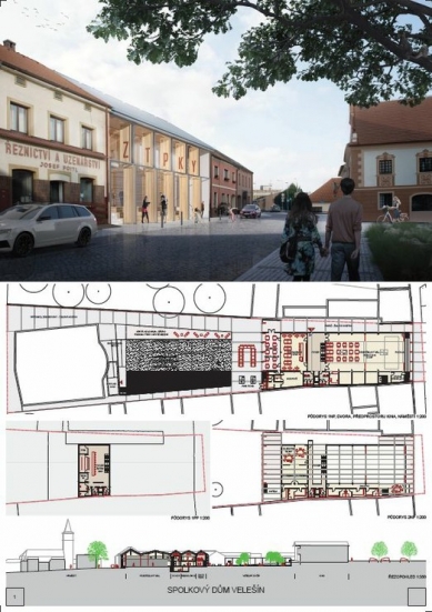 Spolkový dům Velešín - výsledky soutěže - Odměna - foto: Grido, architektura a design, s.r.o.