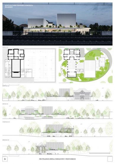 Revitalizace areálu sokolovny v Rokycanech - výsledky soutěže - Odměna - foto: Ing.arch. Luděk Šimoník, Ing.arch Kryštof Foltýn, Ing.arch. Martin Holý, Ing. et Ing.arch. Tomáš Babka 