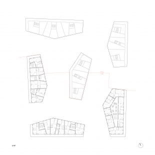 Bytové domy 4 Dvory v Českých Budějovicích - vítězný projekt - Půdorys 6.np - foto: Malý Chmel
